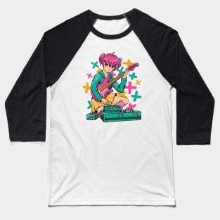 Cute Anime Girl with Guitar Baseball T-Shirt